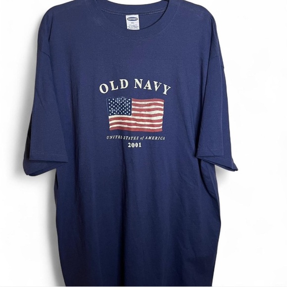 Vintage 2001 Old Navy Flag T-Shirt XXL NWT Deadstock USA Graphic Tee - Picture 2 of 4